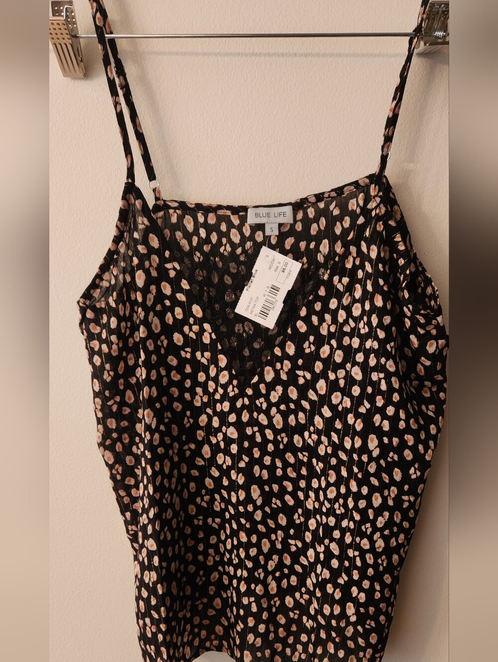 Blue Life Brown and Black Spotted Satin Cami with Neutral Spots